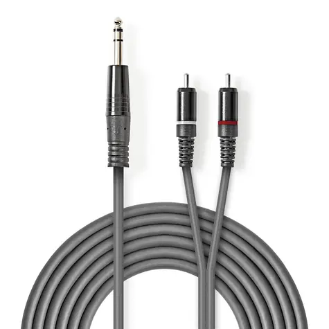Nedis Stereo Audio kábel jack 6.35 mm (M) - 2x RCA (M) 3.00 m tmavo šedá