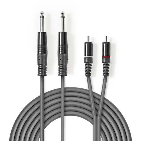 Nedis Stereo Audio kábel 2x jack 6.35 mm (M) 2x RCA (M) 5.00 m Okrúhly tmavo šedá