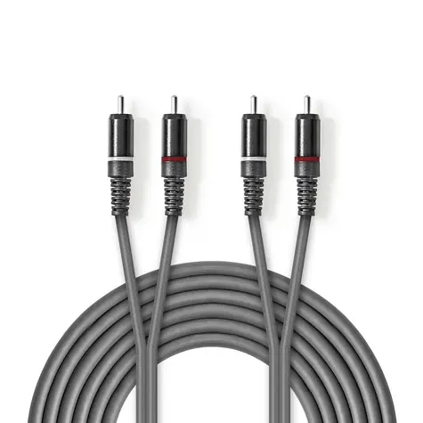 Nedis Stereo Audio kábel 2x RCA (M) - 2x RCA (M) 3.00 m tmavo šedá