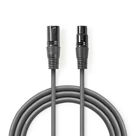Nedis Vyvážený Audio kábel XLR 3pinový (M) - XLR 3kolíková (F) 5.00 m tmavo šedá