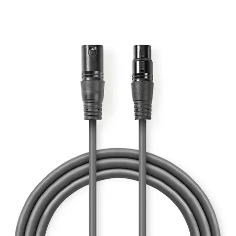 Nedis Vyvážený Audio kábel XLR 3pinový (M) - XLR 3kolíková (F) 15.0 m tmavo šedá 