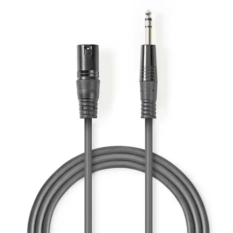 Nedis Vyvážený Audio kábel XLR 3pinový (M) - jack 6.35 mm (M) 3.00 m tmavo šedá