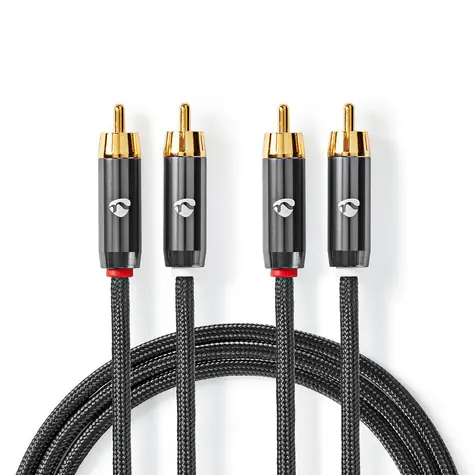Nedis Stereo Audio kábel 2x RCA (M) - 2x RCA (M) 2.00 m šedá 