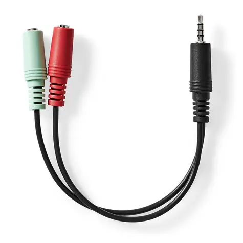 Nedis Stereo Audio kábel jack 3.5 mm (M) - 2x jack 3.5 mm (F) 0.20 m antracit