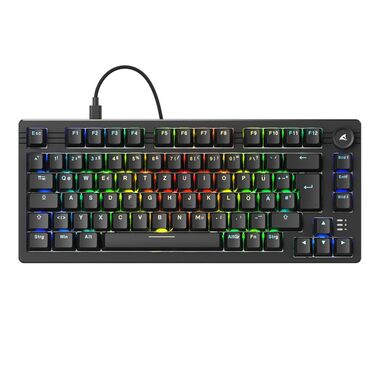 Sharkoon Skiller SGK25 čierna / herná klávesnica / mechanická / Hunao Red / RGB / Hot-Swap / USB-C / 1.8m / DE Layout