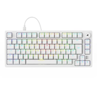 Sharkoon Skiller SGK25 biela / herná klávesnica / mechanická / Hunao Red / RGB / Hot-Swap / USB-C / 1.8m / DE Layout