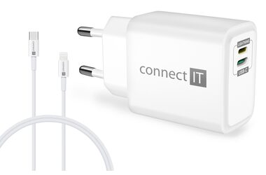 Rozbalené - Connect IT DUPLEX biela / Nabíjací adaptér / 20W / Lightning + USB-C / rozbalené