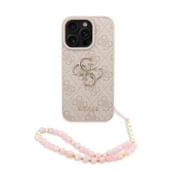 Guess PU 4G Metal Logo Strap Zadný Kryt pre iPhone 16 Pre Max Pink