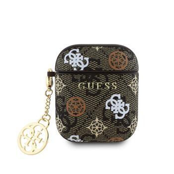Guess PU 4G Peony Charm Puzdro pre AirPods 1/2 Brown