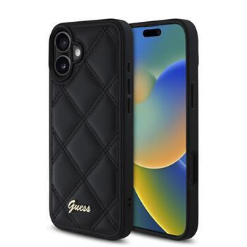Guess PU Leather Quilted Zadný Kryt pre iPhone 16 PLUS Black