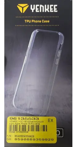 YENKEE YCC 130 Ochranné púzdro pre Apple iPhone 15 Pro číra