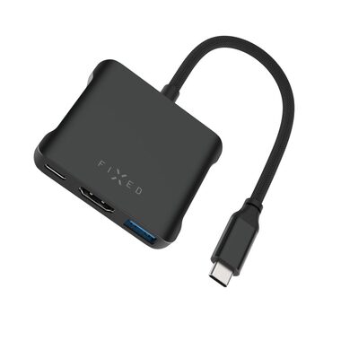 FIXED 5-portový hliníkový USB-C HUB Quadri pre notebooky 140W PD 3.1 vesmírne čierna