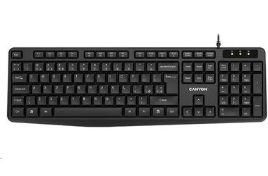 Canyon CNE-CKEY01-CS čierna / klasická USB klávesnica / umývateľná / CZ/SK layout  
