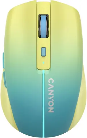 Canyon CNS-CMSW44UA žltomodrá / optická bezdrôtová myš / 800/1200/1600 dpi / 8 tlačidiel / BT+2.4GHz / 500mAh 