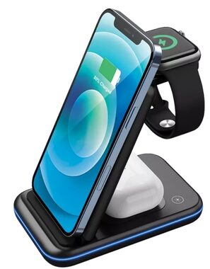 Canyon CNS-WCS304B čierna / Bezdrôtová nabíjačka / pre 3 zariadenia súčasne / kábel 1.2m 