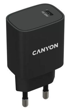 Canyon CNE-CHA20B02 čierna / Nabíjací adaptér / 1x USB-C / 20W