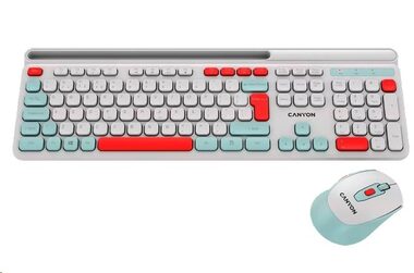 Canyon CNS-HSETW5WT-CS biela / bezdrôtový SET CS klávesnica + optická myš / 2.4 Ghz / 105 kláves / CZ/SK