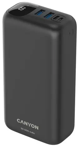Canyon CNE-CPB301B čierna / Powerbanka / 30000mAh / QC 3.0 & PD 20W / 1x USB-C / 2x USB-A