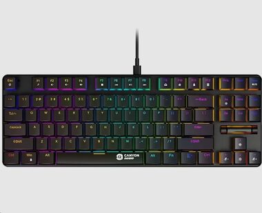 Canyon CND-SKB50-CS / Herná drôtová klávesnica / mechanická / RGB / 87 kláves / CZ/SK layout