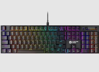 Canyon CND-SKB55-CS / Herná drôtová klávesnica / mechanická / RGB / 105 kláves / CZ/SK layout  