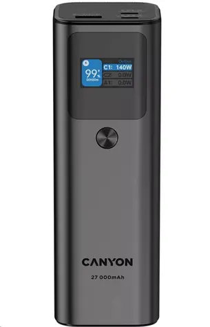 Canyon CNE-CPB2010DG sivá / Powerbanka / 27000mAh / PD 140W / 2x USB-C / 1x USB-A