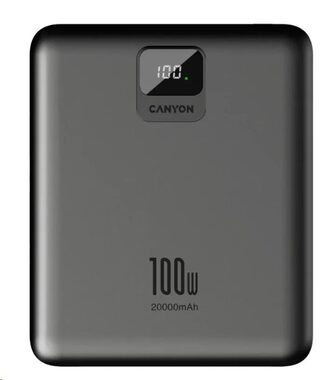 Canyon CNE-CPB20008DG sivá / Powerbanka / 20000mAh / PD 100W / 2x USB-C / 2x USB-A