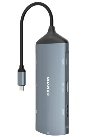 Canyon CNS-TDS15 replikátor portov / 1xUSB-C PD 100W / 1xHDMI (4K) / VGA / 2xUSB-A 3.0 / 1xUSB-A 2.0 / RJ45 / 3.5mm jack 