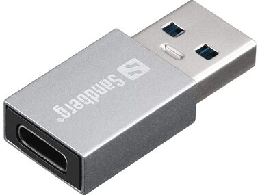 Sandberg adaptér USB-A na USB-C strieborná