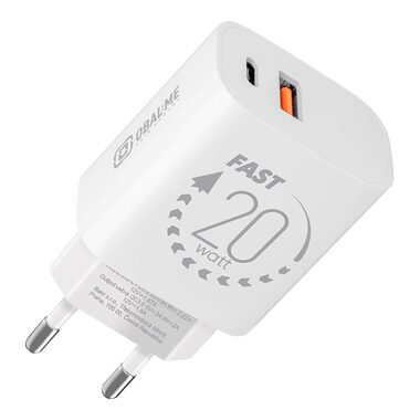 Obal:Me Cestovná Nabíjačka USB-A + USB-C 20W White