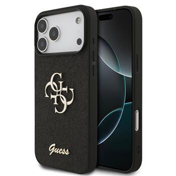 Guess PU FIXED Glitter 4G Metal Logo Zadný Kryt pre iPhone 17 Pre Max Black