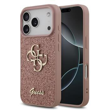 Guess PU FIXED Glitter 4G Metal Logo Zadný Kryt pre iPhone 17 Pre Pink