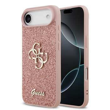 Guess PU FIXED Glitter 4G Metal Logo Zadný Kryt pre iPhone 17 Air Pink