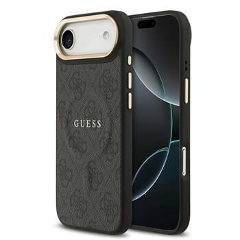 Guess PU Leather 4G Gold Frame MagSafe Zadný Kryt pre iPhone 17 Air Black