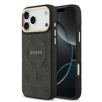 Guess PU Leather 4G Gold Frame MagSafe Zadný Kryt pre iPhone 17 Pre Max Black