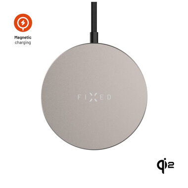 FIXED Bezdrôtová nabíjačka MagPad Slim s Qi2 podporou MagSafe 15W titánová
