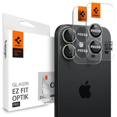 Spigen Glass TR EZ Fit Optik Pro 2 Pack ochranné sklo na šošovku fotoaparátu pre Apple iPhone 17 zelená