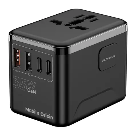 Mobile Origin GaN 35W Travel Adapter PW4 / Nabíjačka / EU/UK/US/AUS / 3x USB-C + 2x USB-A