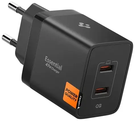 Spigen Essential EE472EU 47W / čierna / Nabíjačka / 2x USB-C