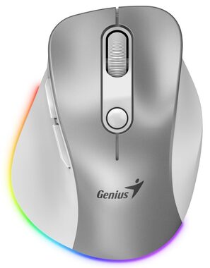 Genius Ergo 9000S Pre strieborná / optická / 2400 dpi / bezdrôtová / 6 tlačidiel / RGB