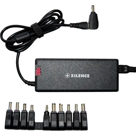 Xilence Univerzálny dobíjací adaptér pre notebooky 75W čierna / 9 konektorov / LED displej 