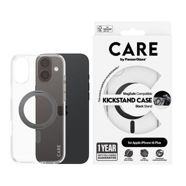 PanzerGlass CARE kryt Apple iPhone 16 PLUS MagSafe KickStand číry/čierny