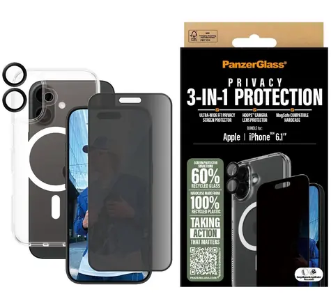 PanzerGlass 3in1 Privacy Protection Bundle iPhone 16