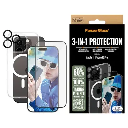 PanzerGlass Bundle 3in1 iPhone 16 Pre 6.3" D3O Hardcase + Screen Protector UWF+ Lens B1292+2862+1284
