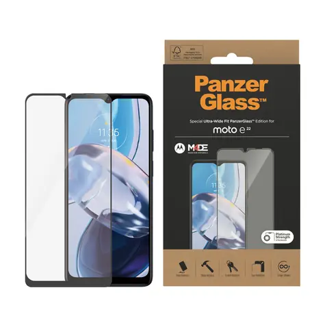 PanzerGlass Tvrdené sklo UWF pre Motorola Moto E22s čierna