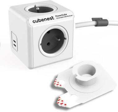 Cubenest PowerCube Extended USB PD 35W 2xC 1.5m kábel - šedá / 4X zásuvka + 2xUSB-C