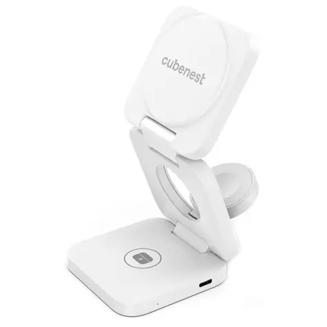 Cubenest 3in1 Magnetic Wireless charger E310 Fold biela / 3v1 Skladacia bezdrôtová magnetická nabíjačka