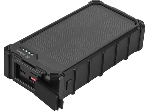 Sandberg Solar Powerbank CampLED 20000mAh čierna / 1x USB-A + 2x USB-C / svietidlo + solárny panel / IP65