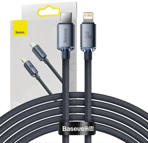 Baseus Crystal Shine kábel USB-C na Lightning 2m čierna / 20 W