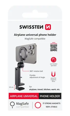Swissten Airplane Univerzálny magnetický držiak telefónu s MagSafe čierna