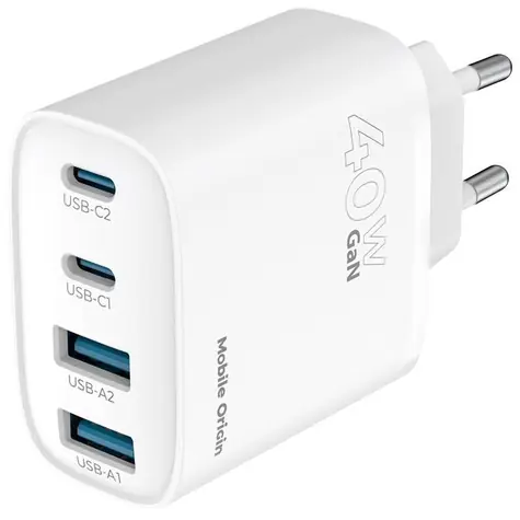 Mobile Origin GaN 40W biela / Nabíjačka / 2x USB-C & 2x USB-A